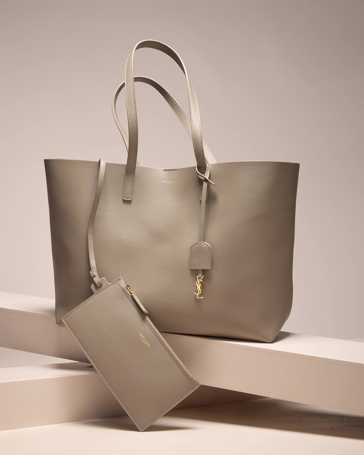 Shopping Bag East-West Tote in Smooth Leather Tan
