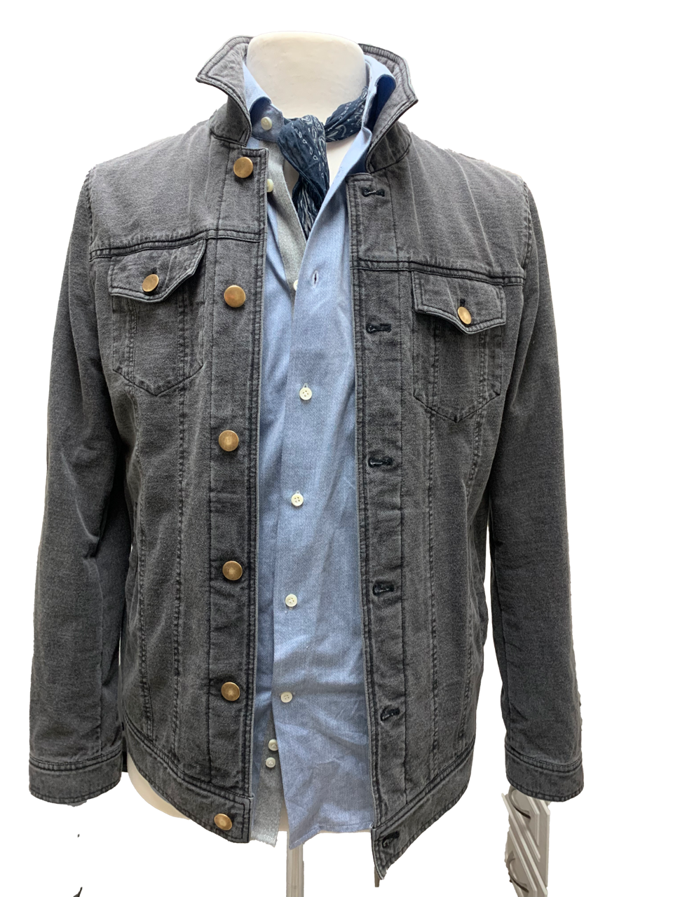 CHD2755-12 CHARCOAL TRUCKER JACKET FADED WASH