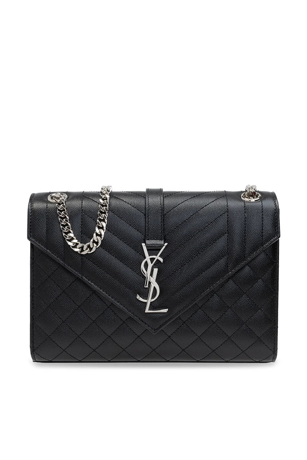 Matelassé Silver Envelope Medium Shoulder Bag Silver