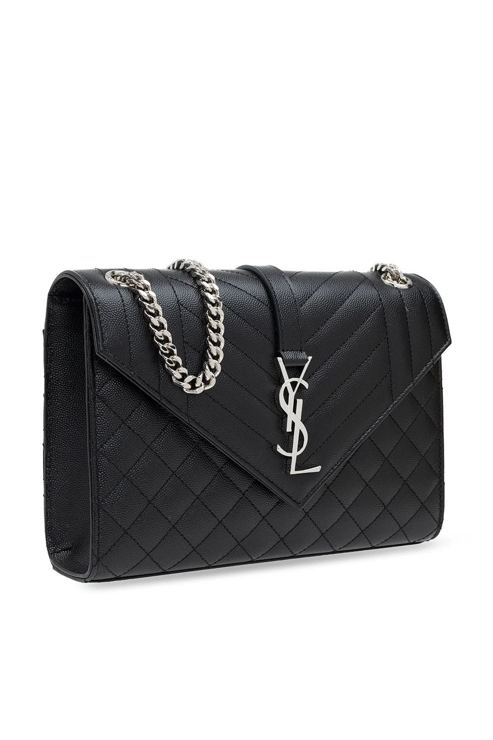 Matelassé Silver Envelope Medium Shoulder Bag Silver