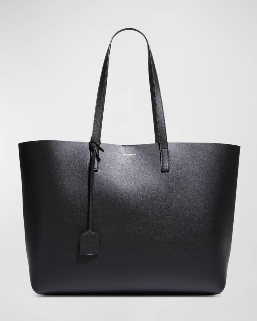 Shopping Bag East-West Tote in Smooth Leather Black