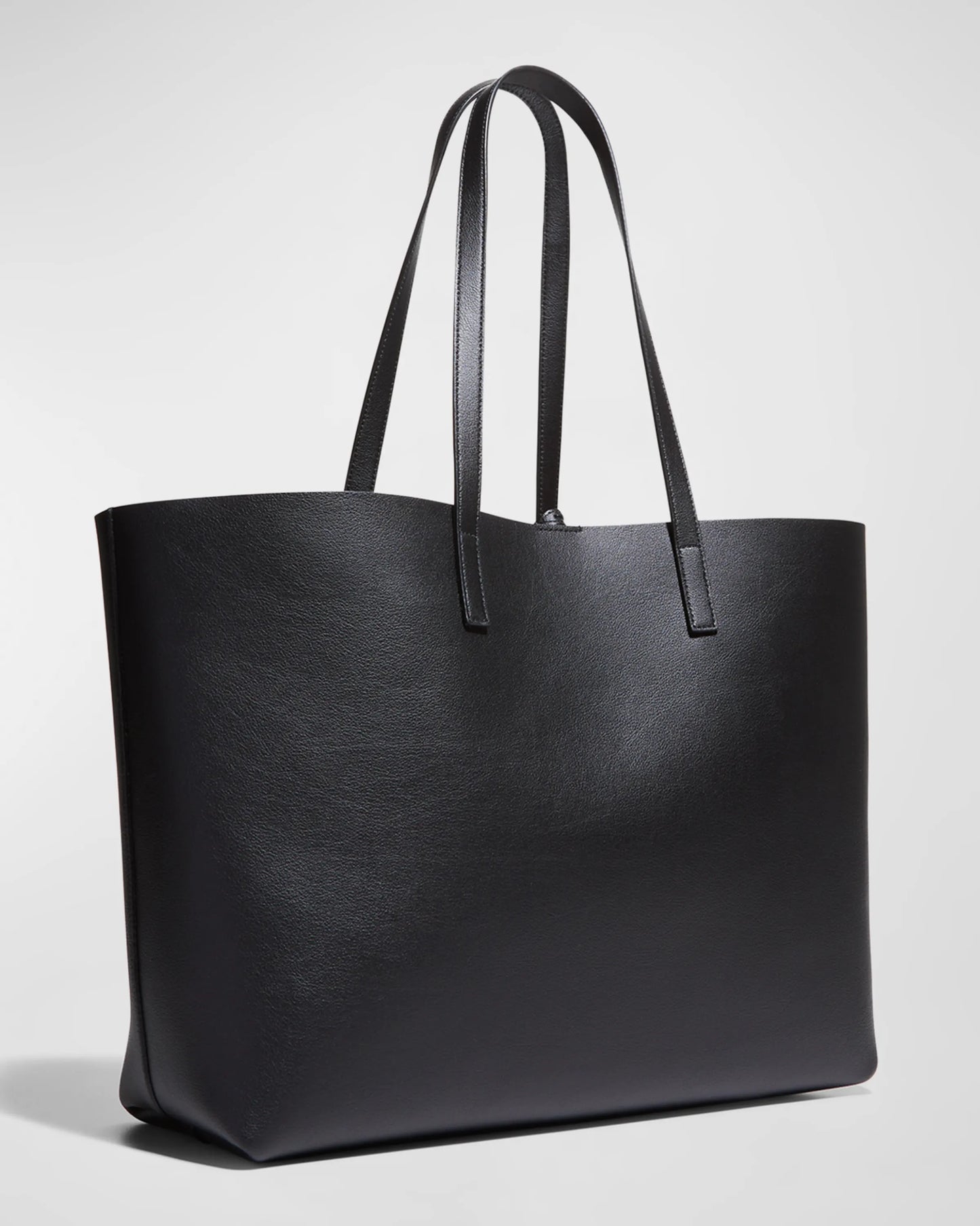 Shopping Bag East-West Tote in Smooth Leather Black