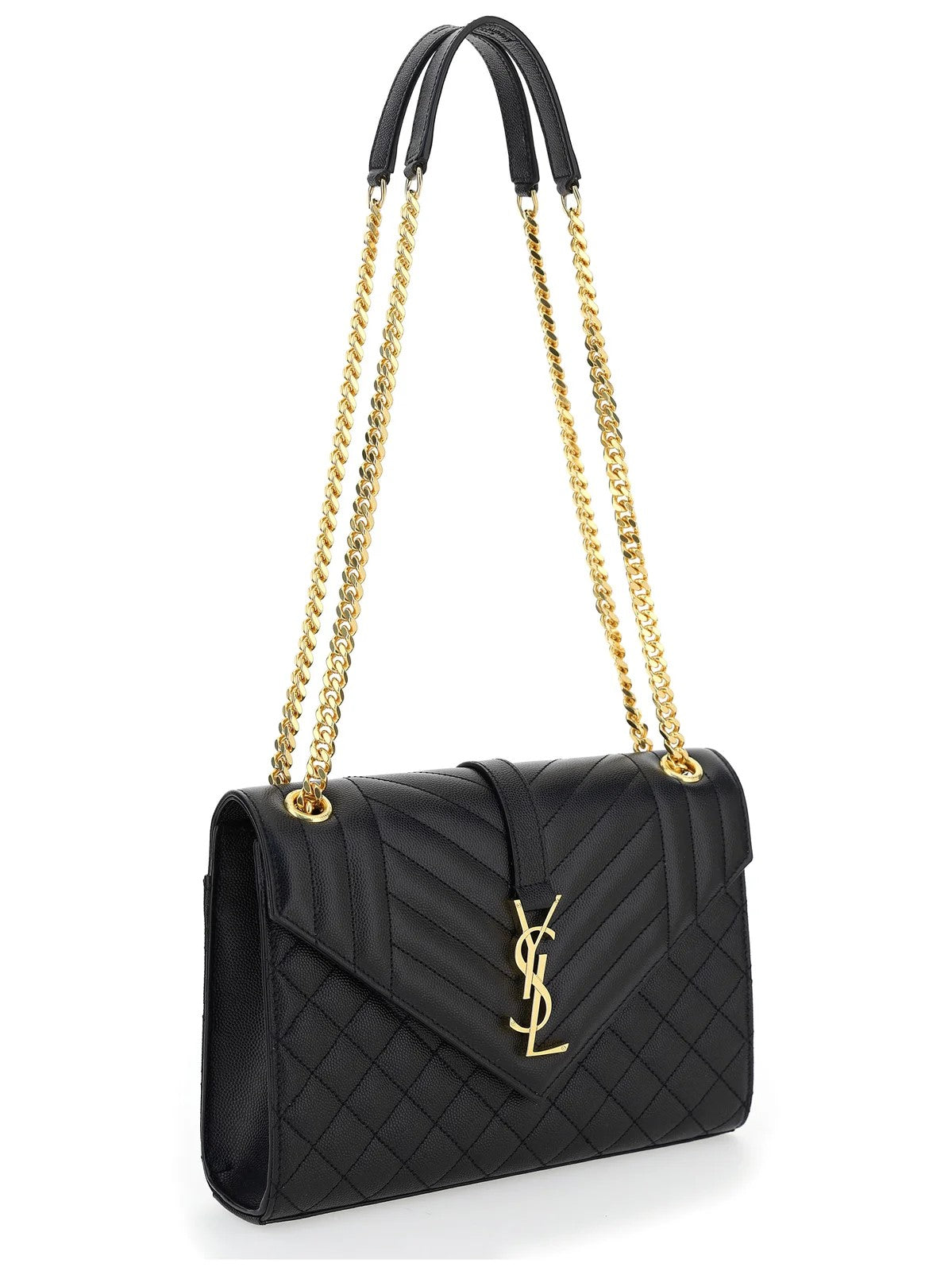 ENVELOPE MEDIUM IN QUILTED GRAIN DE POUDRE EMBOSSED LEATHER Gold