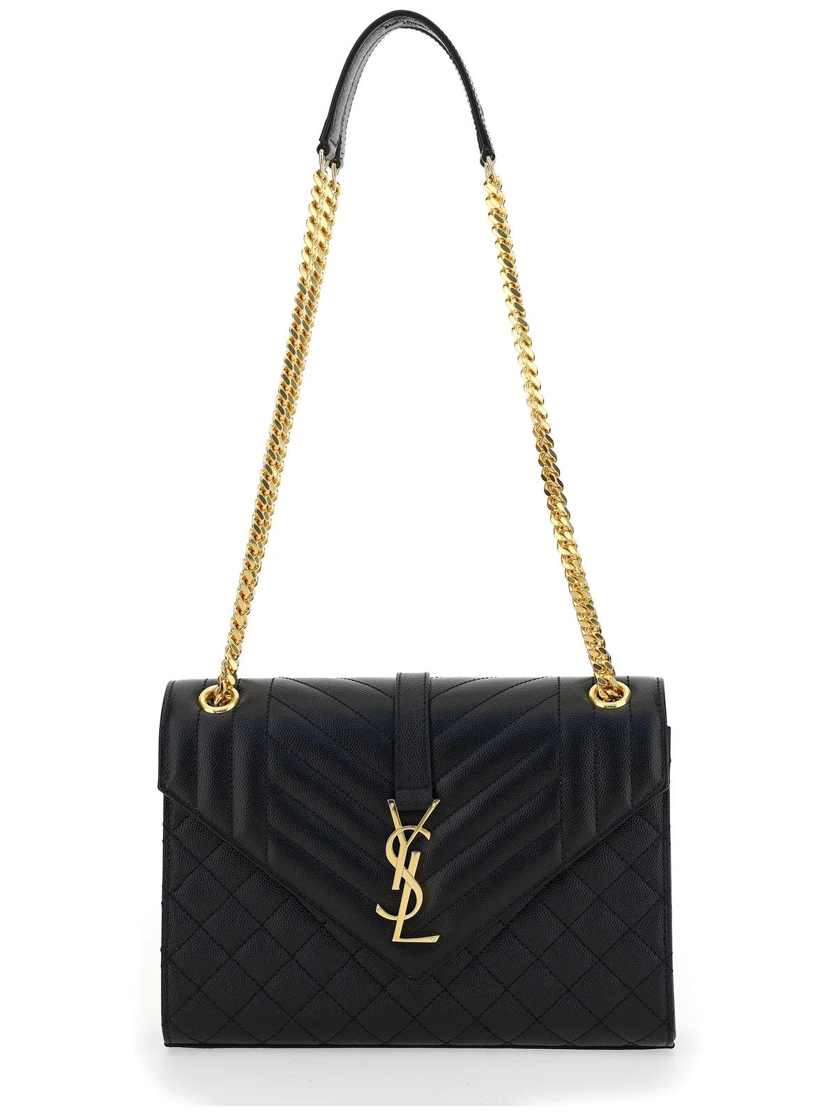 ENVELOPE MEDIUM IN QUILTED GRAIN DE POUDRE EMBOSSED LEATHER Gold